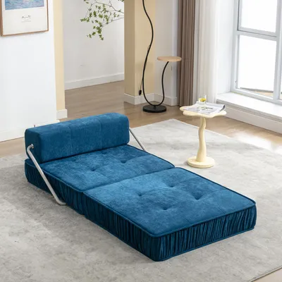 Produktbild von okwish Sofastuhl mit abnehmbaren Kissen, Einzel Sofa mit Schlaffunktion, Futon-Schlafsessel für kleine Wohnungen, Blau