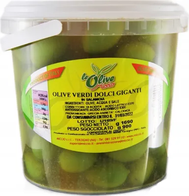 Produktbild von Grüne Oliven mit Stein frische Olive Verdi Grandi 1690g/900g - Miccio