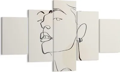 Produktbild von Bild auf Leinwand - Leinwandbild - 5 Teile - Minimalismus Porträt Linie - 125x70cm - Wand Bild - Wanddeko - Wandbilder - Leinwanddruck - Bilder - Wanddekoration - Leinwand bilder - EA125x70-4815