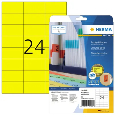 Produktbild von Etiketten A4 gelb 70x37 mm Papier matt 480 St.
