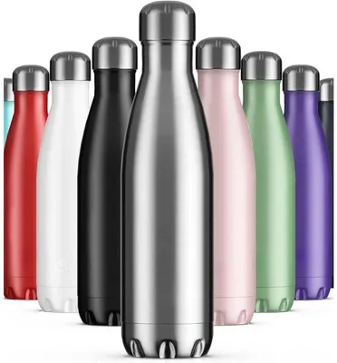 Productafbeelding van RVS waterfles, vacuümgeïsoleerd + BPA-vrij, houdt 12 uur warm, 24 uur koud, 500 ml