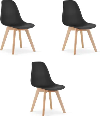 Productafbeelding van Stoel - Leobert - Kito - Zwart - 46 x 54,5 x 80 cm - Lot van 3