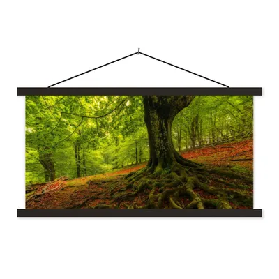 Produktbild von MuchoWow® Textilposter Baum - Wald - Herbstblätter 60x30 cm mit schwarzem Rahmen - Textilien