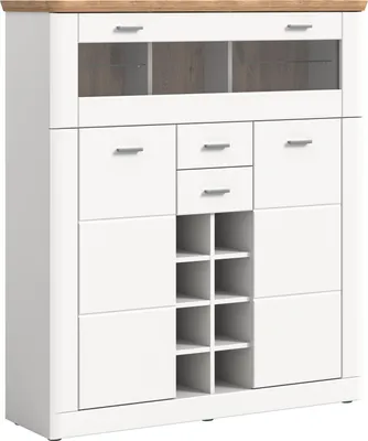 Produktbild von xonox.home Barschrank Aarhus weiß matt tiefzieh/  weiß Nachbildung B/H/T: 124 x 140 x 37 cm