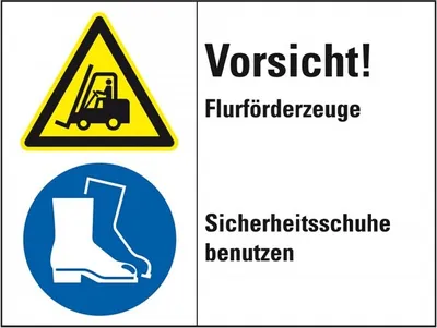 Produktbild von Dreifke® Aufkleber I Kombischild Vorsicht! Flurförderzeuge..., gemäß ISO 3864...