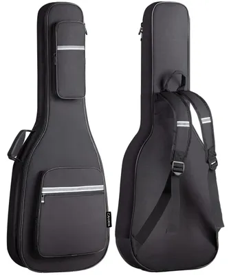 Productafbeelding van CAHAYA Elektrische gitaarhoes, gevoerd gigbag, zachte gitaarkoffer, ongeveer 12 mm dikke vulling met reflecterende banden, zwart, model CY0201