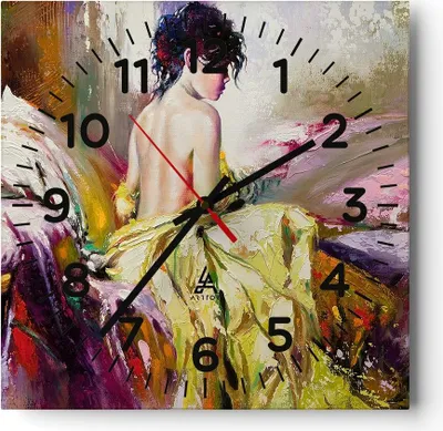 Produktbild von Wanduhr - Quadrat - Glasuhr - Frau Modell - 40x40cm - Schleichendes Uhrwerk - Lautlos - zum Aufhängen bereit - Dekoration Modern - Wanddekoration aus Glas - C4AC40x40-3524