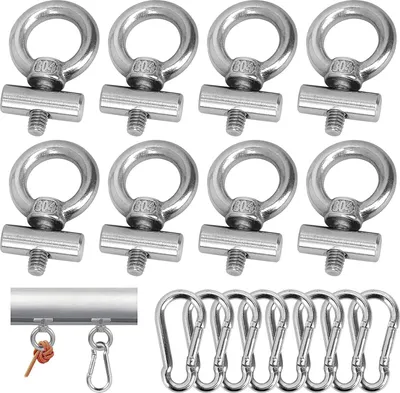 Produktbild von Kederleiste Haken, 8 Set 6 mm Edelstahl Markisenhaken Kederstopper mit Karabiner, Markisen Haken Kederschiene Zubehör für Caravan, Wohnmobil, Wohnwagen, Campervan, Boot, Camping Zelt