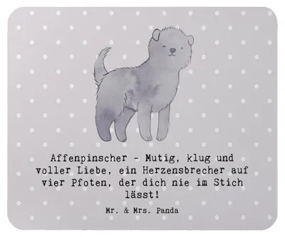 Produktbild von Mr. & Mrs. Panda Mouse Pad Affenpinscher Liebe - Grau Pastell - Geschenk, Hunderassen, Abenteuer, Mauspad, Herzensbrecher, mausteppich, Fellnase, Hunderasse, quirlig