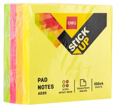 Productafbeelding van deli D335799 DELI Haftnotizen 7,6x7,6 cm Stick up, EA03003 400 St. farbig