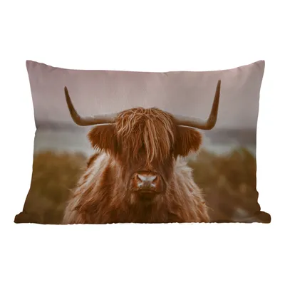 Obrázek produktu pro MuchoWow® Vnější polštář - Kráva - Skotský horal - Zvíře -50x30 cm- Odolnost proti povětrnostním vlivům - polštář do obývacího pokoje