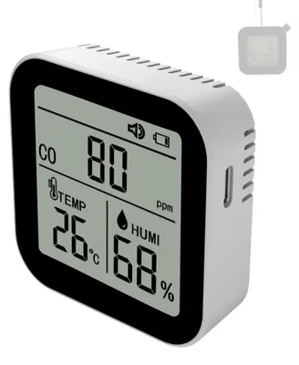 Produktbild von 3-in-1-Luftqualitätsmonitor, hochpräziser CO-Kohlenmonoxid-Temperatur-Feuchtigkeitsdetektor mit Alarmfunktion für Zuhause, Büro, Auto