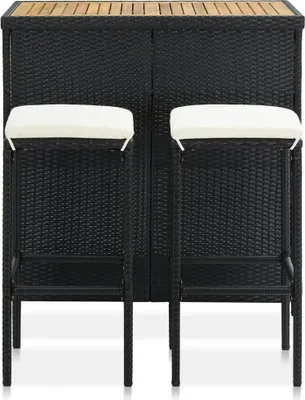 Obrázek produktu pro vidaXL 3dílný barový set Poly Rattan Black