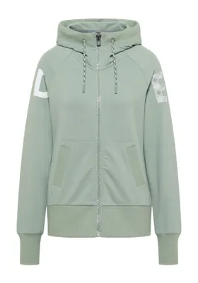 Immagine prodotto di Giacca con cappuccio da donna Elbsand, modello Katri, colore verde "Silt", vestibilità aderente e tessuto felpato, taglia M