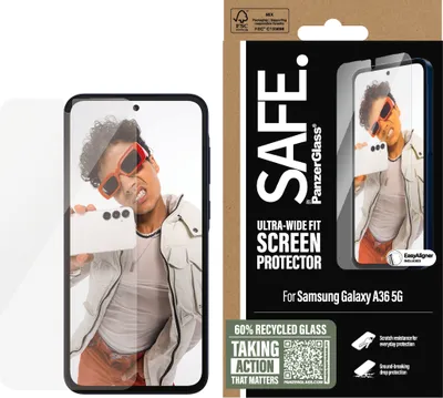 Immagine prodotto di PanzerGlass SAFE. by ® Screen Protector Samsung Galaxy A36 5G | Ultra-Wide Fit w. Aligner