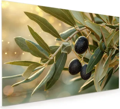 Produktbild von Küchenrückwand Spritzschutz Glas mit Motiv Olivenzweig 40 x 40 cm