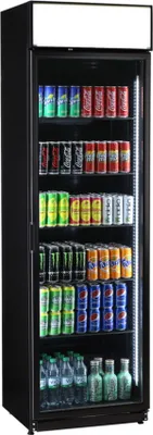 Zdjęcie produktu dla Refrigeratore per bottiglie KBS con pannello pubblicitario - per 462 lattine o 224 bottiglie, nero