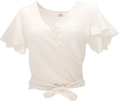 Produktbild von Boho Wickelbluse, Wickeltop aus Baumwolle - Cremeweiß, Damen, Creme-weiß, Größe: M