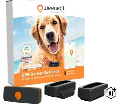 Produktbild von GPS Tracker weenect für Hunde 28 g, 6 x 2,4 x 1,5 cm, schwarz