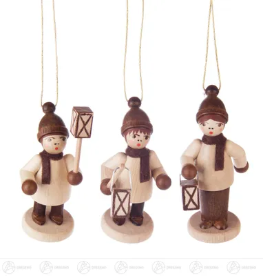 Produktbild von Christbaumschmuck Laternenkinder natur (3 Stück - 6cm) von Dregeno Seiffen