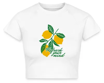 Produktbild von Spreadshirt Exotic Fruits Lemons Summer Refreshment Crop Top, XXL, Weiß
