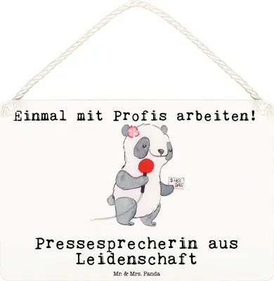Produktbild von Mr. & Mrs. Panda wandhänger Pressesprecherin Leidenschaft DIN A6 - Weiß - Geschenk, holzbild, Wandbild Holz, Schild, Dekoration, Türschild