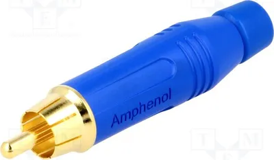 Productafbeelding van 1x Blauwe RCA-stekker, mannelijk, rechte uitvoering, soldeercontacten, verguld, voor kabels van 3-7 mm, ACPR-BLU, RCA (Cinch)-connector