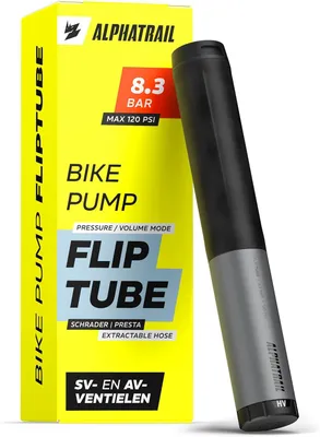 Productafbeelding van Minipomp fiets met slang - 120 psi / 8,3 bar - 2 pompstanden - Presta en Schrader - Met houder