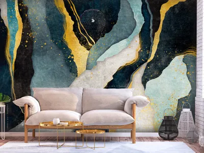 Produktbild von Vlies Fototapete Abstrakt 400x280 cm Tapeten Wandtapete XXL Marmoroptik gold wie gemalt a-A-10203-a-c