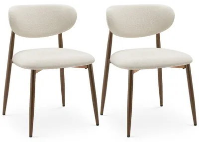 Produktbild von COLAMY 2er-Set Esszimmerstühle, gepolstert, mit Metallbeinen, Antirutschgleitern und geschwungener Rückenlehne, Beige