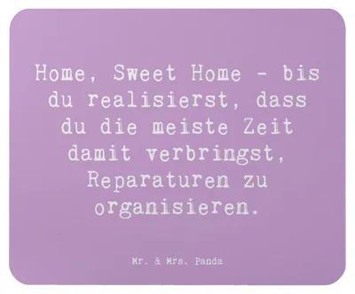 Produktbild von Mr. & Mrs. Panda Mouse Pad Spruch Geborgenheit im Zuhause - Lavendeltraum - Geschenk, Gefühl, Zitat, Behaglichkeit, Sicherheit, Verantwortung Heim, Mauspad, Motivation