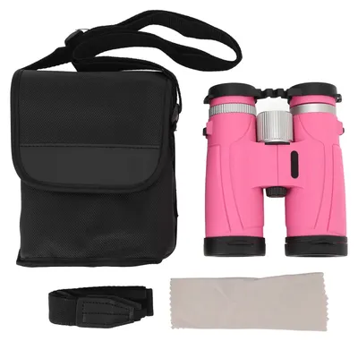 Immagine prodotto di Binocolo 10x42 per adulti e bambini, rivestimento in gomma, alta definizione, compatto, birdwatching, attività all'aperto, viaggi, concerti, rosa