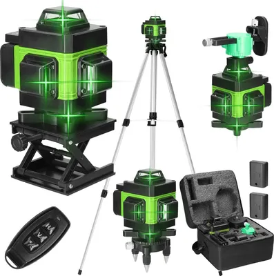Productafbeelding van Laserwaterpas, 4D, 16 lijnen, zelfnivellerend, USB-oplaadbaar, EU-stekker, groene laser