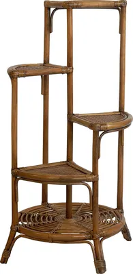 Produktbild von KRINES HOME Blumenständer / Blumensäule aus Rattan Farbe Vintage Braun -  in DE