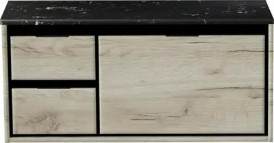 Produktbild von Sanox Waschtischunterschrank Loft BxHxT 101 x 47 x 46 cm Frontfarbe craft oak mit Waschtischplatte Kunststein schwarz 84