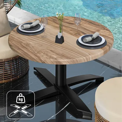 Produktbild von WTG | Jamaika Loungetisch | Ø:H 70 x 37 cm | Sheesham / Schwarz | Zusatzgewicht | Bistro Loungetisch Gastro Tisch