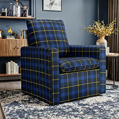Produktbild von Sofa Einzelsofa 360° Drehbar,Relaxsessel Drehsessel ohrensessel für Wohnzimmer, Schlafzimmer & Büro, Groß & Bequem Blau