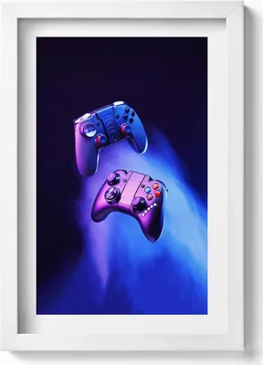 Produktbild von Konsolenpads für Gamer– Wandbild mit Rahmen – Gerahmtes Bild  – Wanddekoration – 20x30 cm – Weiß