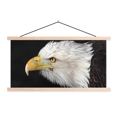 Produktbild von MuchoWow® Textilposter Adler - Vogel - Schnabel - Augen 60x30 cm mit holzfarbenen Rahmen - Dekoration