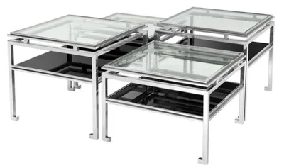 Immagine prodotto di Casa Padrino set di 4 tavolini in argento - Mobili da salotto di design