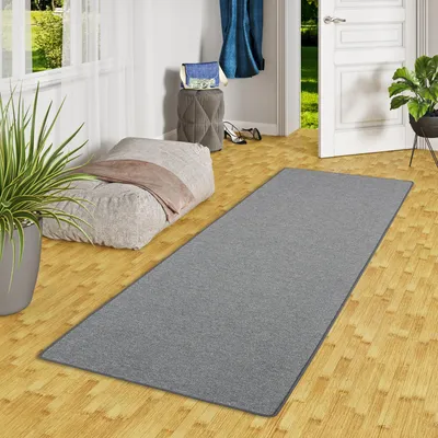 Produktbild von Feinschlingen Läufer Velour Teppich Strong Anthrazit, Größe:80x400 cm
