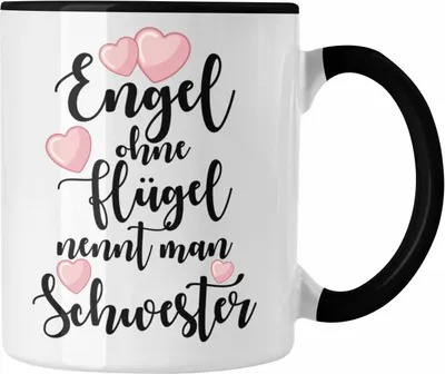 Produktbild von Trendation - Beste Schwester Geschenk Tasse Kaffeetasse Geburtstag Weihnachten Geschenkideen Schwestern Bruder Lustig Mug (Schwarz)