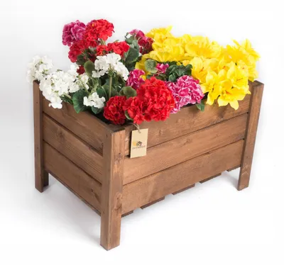 Obrázek produktu pro EcoDeco dřevěný květinový truhlík se vložkou, hnědý, 60 × 37 × 40 cm, pro květiny a rostliny