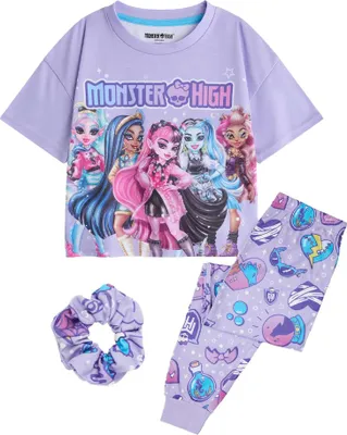 Image de Monster High - Pyjama avec pantalon long pour fille, manches courtes (pack de 3) NS9386 (110) (Violet)