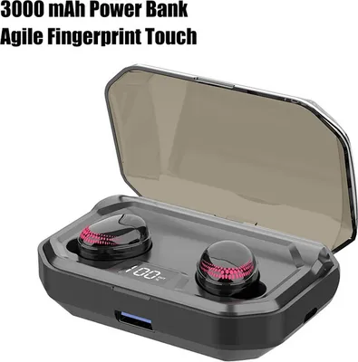 Immagine prodotto di TWS Bluetooth V5.0 HIFI Wireless Cuffie Cuffie 8D Stereo Sport Auricolare con scatola di ricarica Mic per iPhone Xiaomi nero
