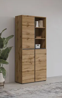 Obrázok produktu pre Policová skriňa 79 cm GLENROSE - dub wotan / čierna