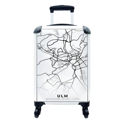 Produktbild von MuchoWow® Koffer Handgepäck Trolley Rollkoffer Kleine Reisekoffer mit 4 Rollen - Karte - Ulm - Stadtplan - Cabin Size < 55x40x23 cm & 55x40x20 cm - Fotokoffer - Kabinenkoffer - Boardgepäck - Reise-Box - Reisekoffer - Reisegepäck - Koffer mit Bild - Trolley für Kinder