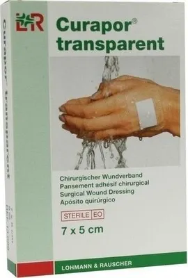 Immagine prodotto di Curapor trasparente sterile 7 x 5 cm Medicazione per ferite chirurgiche, 5 cerotti