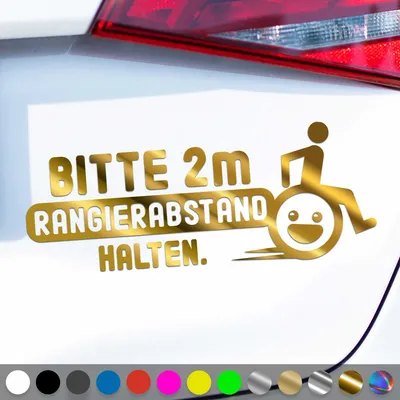Produktbild von PantherPixel 2m Rangierabstand Aufkleber Halten Rollstuhlfahrer Sticker Auto Geschenkidee Farbe Chrom-Gold