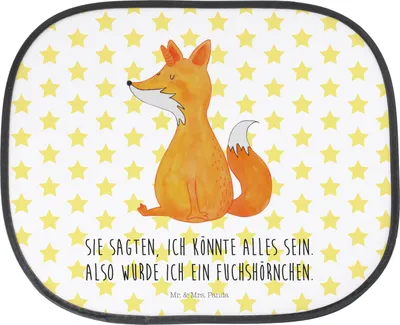 Produktbild von Mr. & Mrs. Panda Sonnenschutz Auto Einhorn Fuchs - Weiß - Geschenk, für, Unicorns, Fürs, Unicorn, Füchse, Fuchshörnchen, Einhörner, Autoscheiben, Autoscheibe